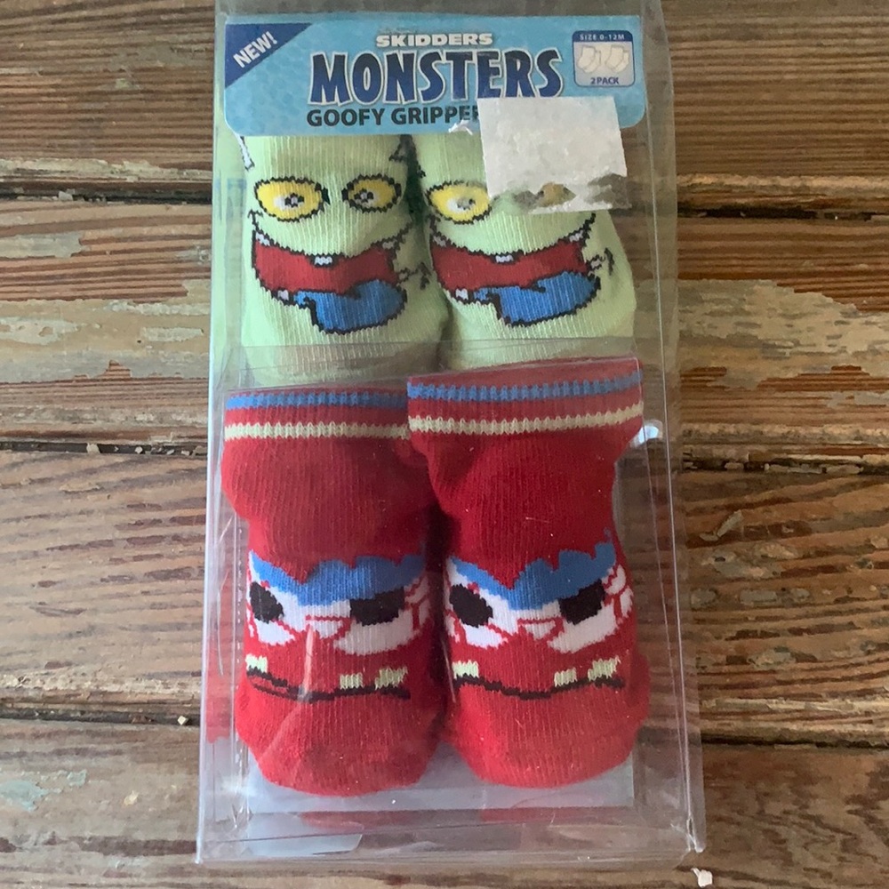 Skidders Monsters Goofy Gripper Socks 2pk